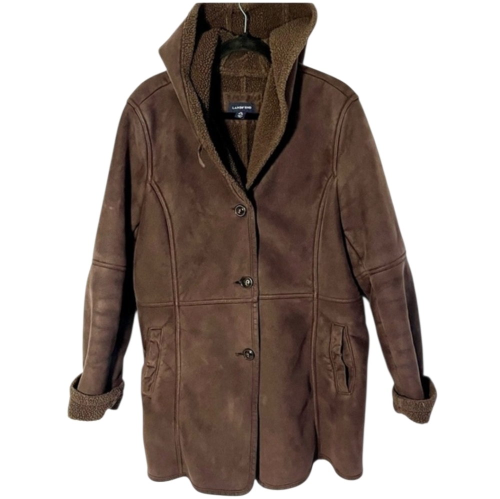 Lands' End Women's Brown Barn Chore Coat With Hood